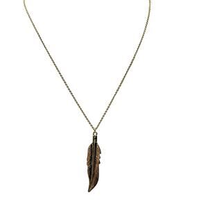 Lizzie Scheck Jewelry 14K Shiny Gold Plated Feather Pendant Chain Necklace